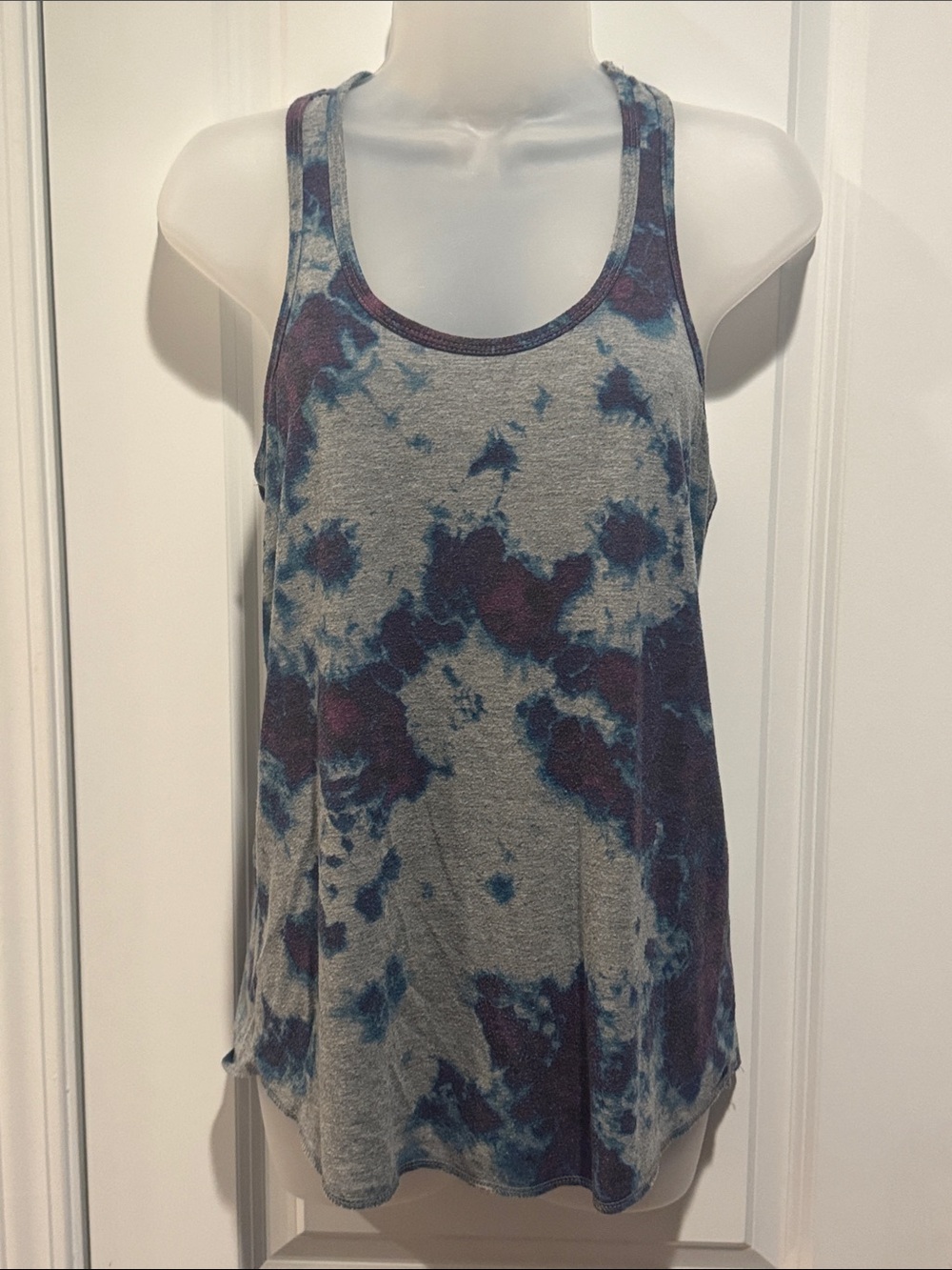 Mossimo Women's Tie-Dye Racerback Tank Top - Gray & Blue